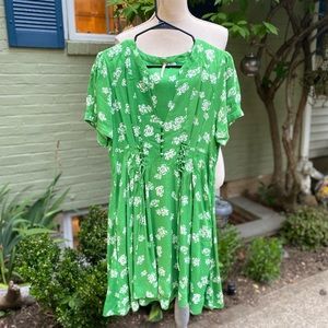 FREE PEOPLE SHORT SLEEVE FLORAL SUNDRESS